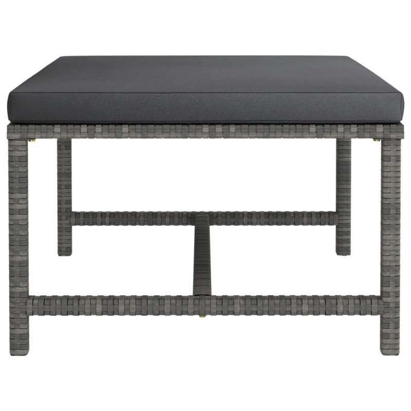 vidaXL kāju balsts ar spilvenu, PE rotangpalma, pelēks