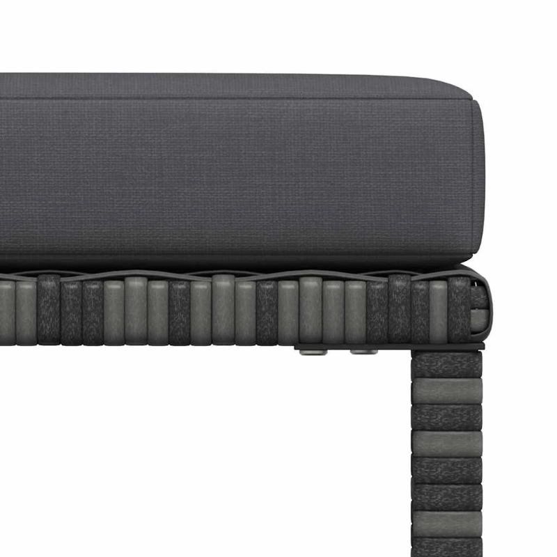 vidaXL kāju balsts ar spilvenu, PE rotangpalma, pelēks