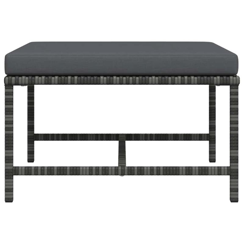 vidaXL kāju balsts ar spilvenu, PE rotangpalma, pelēks