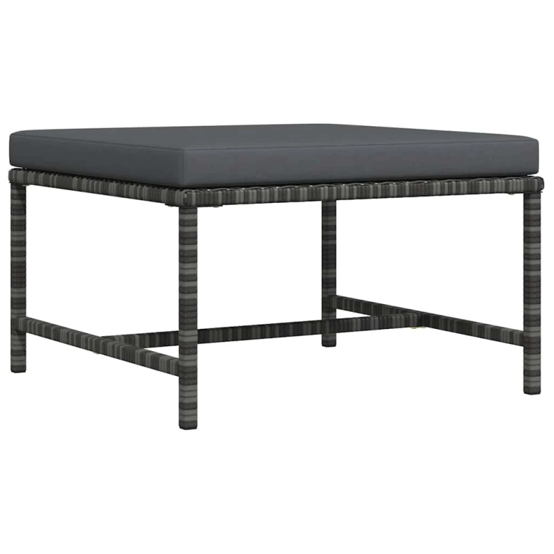 vidaXL kāju balsts ar spilvenu, PE rotangpalma, pelēks