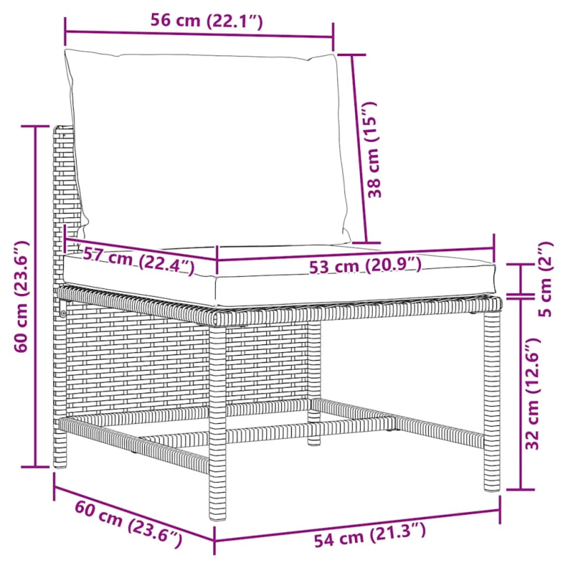vidaXL četrvietīgs dārza dīvāns ar matračiem, pelēka PE rotangpalma