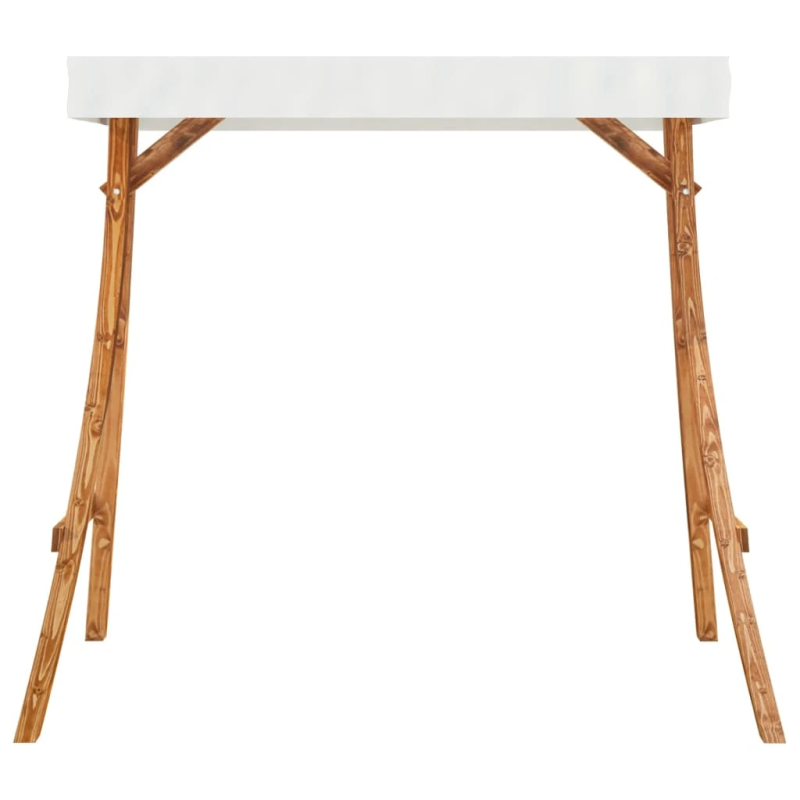 vidaXL šūpoļu rāmis ar krēmkrāsas jumtu, liekts koks ar tīkkoka apdari