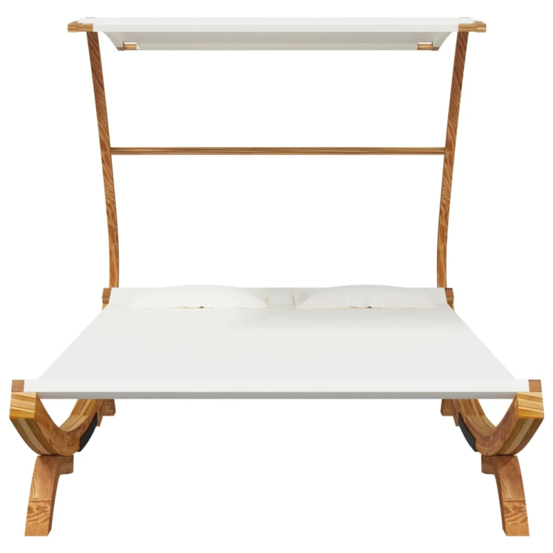 vidaXL āra gulta ar jumtu, 165x203x138cm, liekts masīvkoks, krēmkrāsas