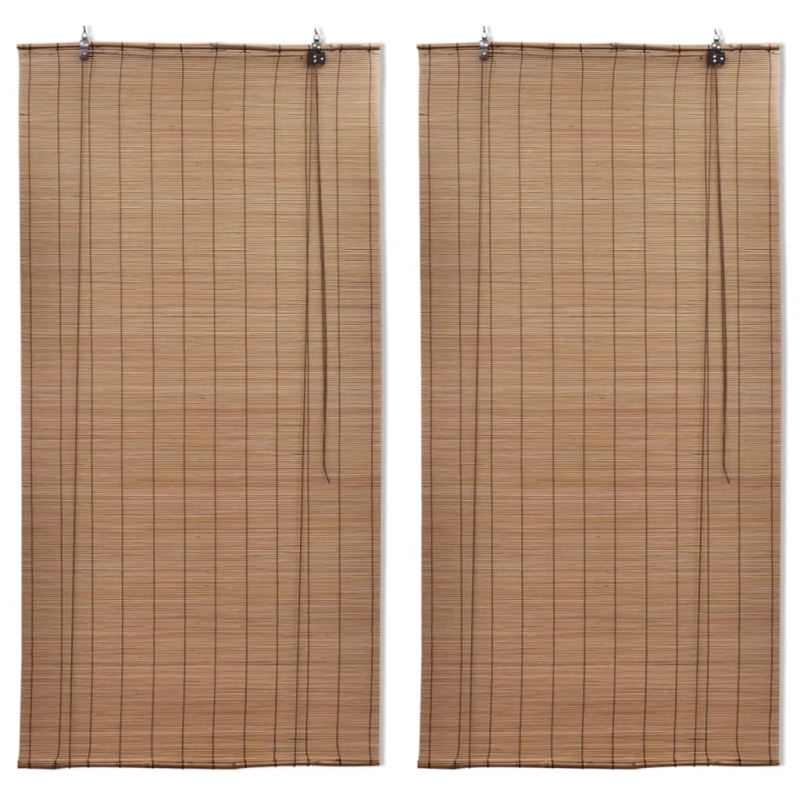 vidaXL ruļļu žalūzijas, 2 gab., brūns bambuss, 120 x 220 cm