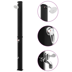 vidaXL āra solārā duša ar dušas galvu un krānu, 35 L, melna