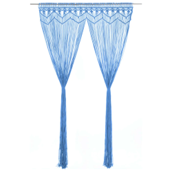 vidaXL aizkars mezglošanas tehnikā, 140x240 cm, zila kokvilna