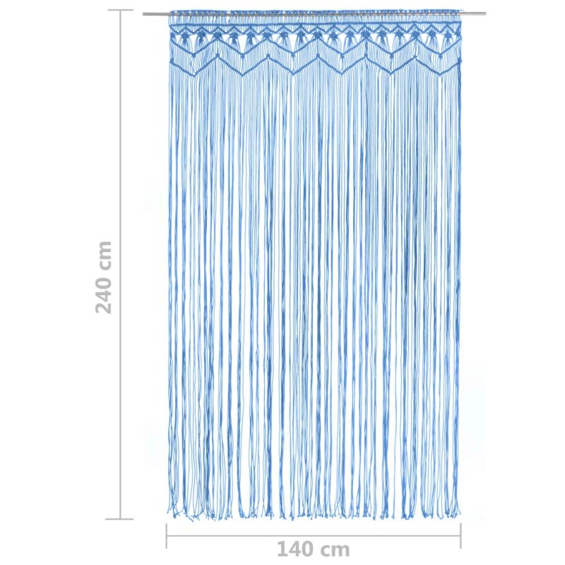 vidaXL aizkars mezglošanas tehnikā, 140x240 cm, zila kokvilna