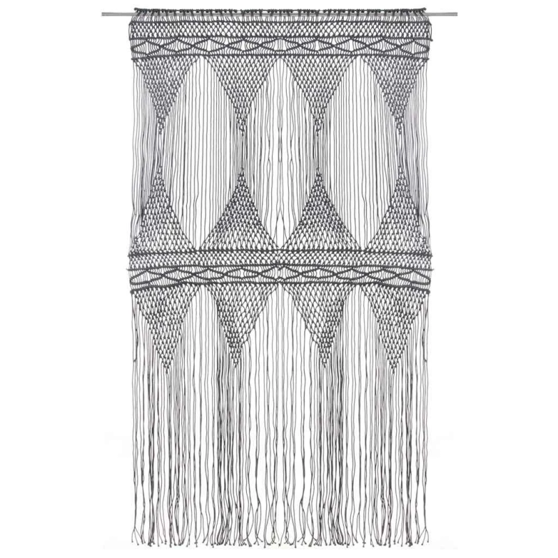 vidaXL aizkars mezglošanas tehnikā, pelēks, 140x240 cm, kokvilna