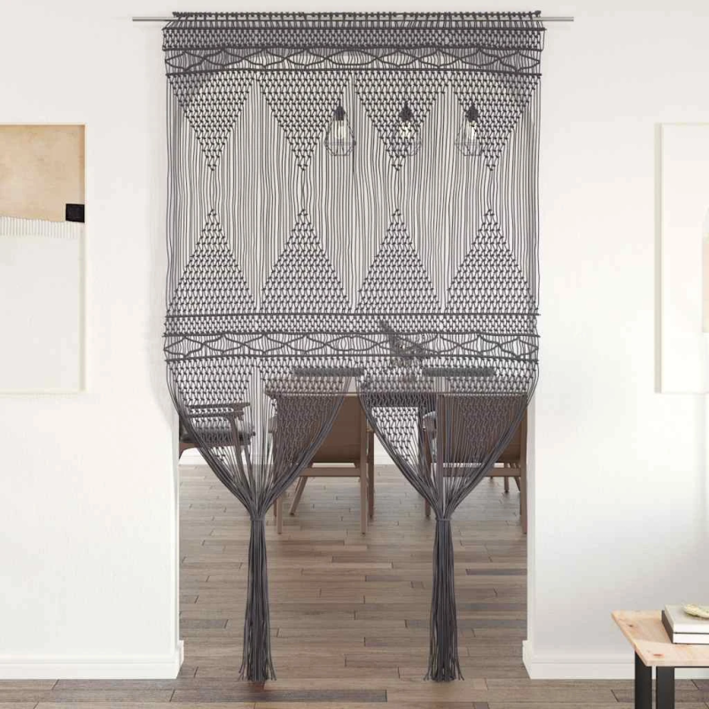 vidaXL aizkars mezglošanas tehnikā, pelēks, 140x240 cm, kokvilna