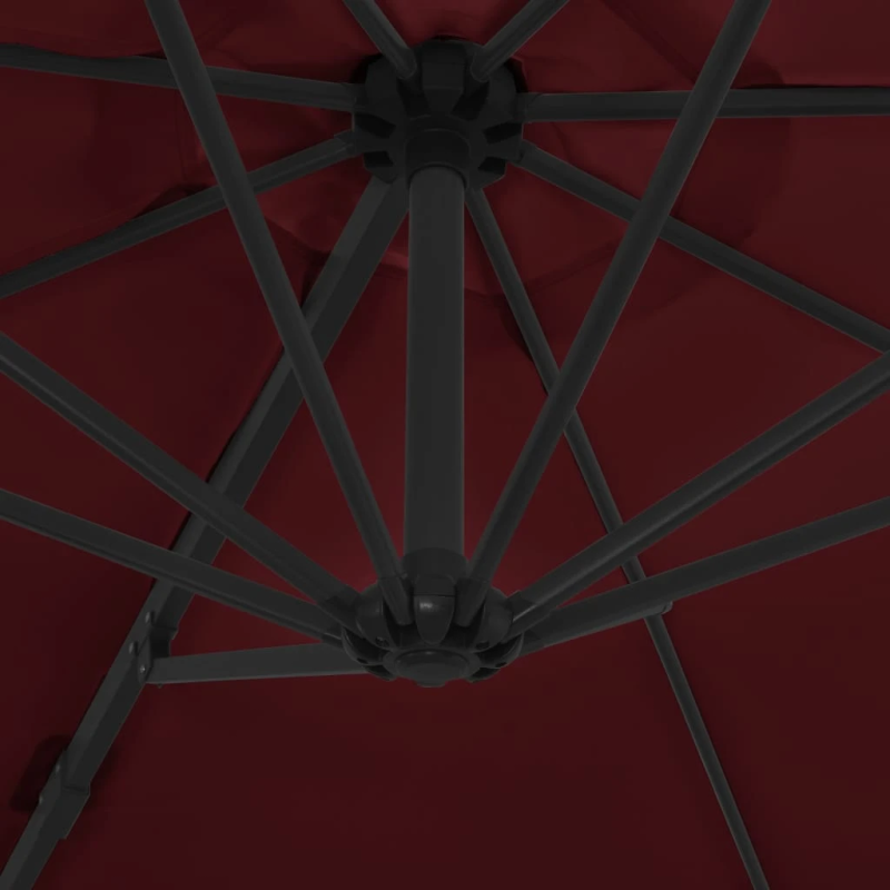 vidaXL dārza saulessargs ar tērauda kātu, 300 cm, bordo sarkans