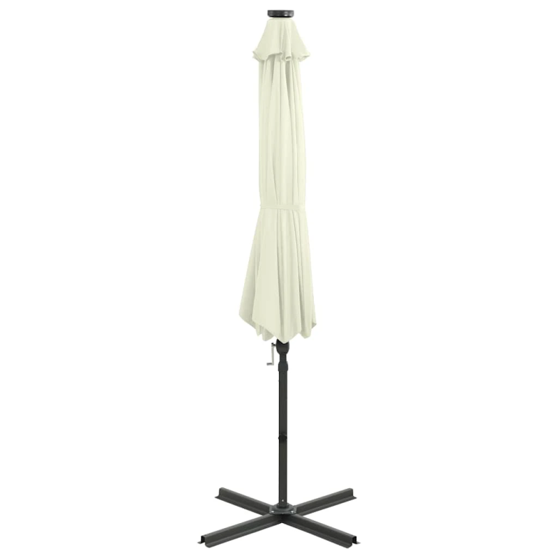 vidaXL saulessargs ar kātu un LED gaismām, 300 cm, smilšu krāsā