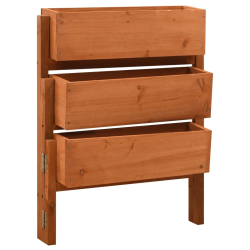 vidaXL puķu kaste, saliekama, oranža, 60x14x75 cm, egles masīvkoks