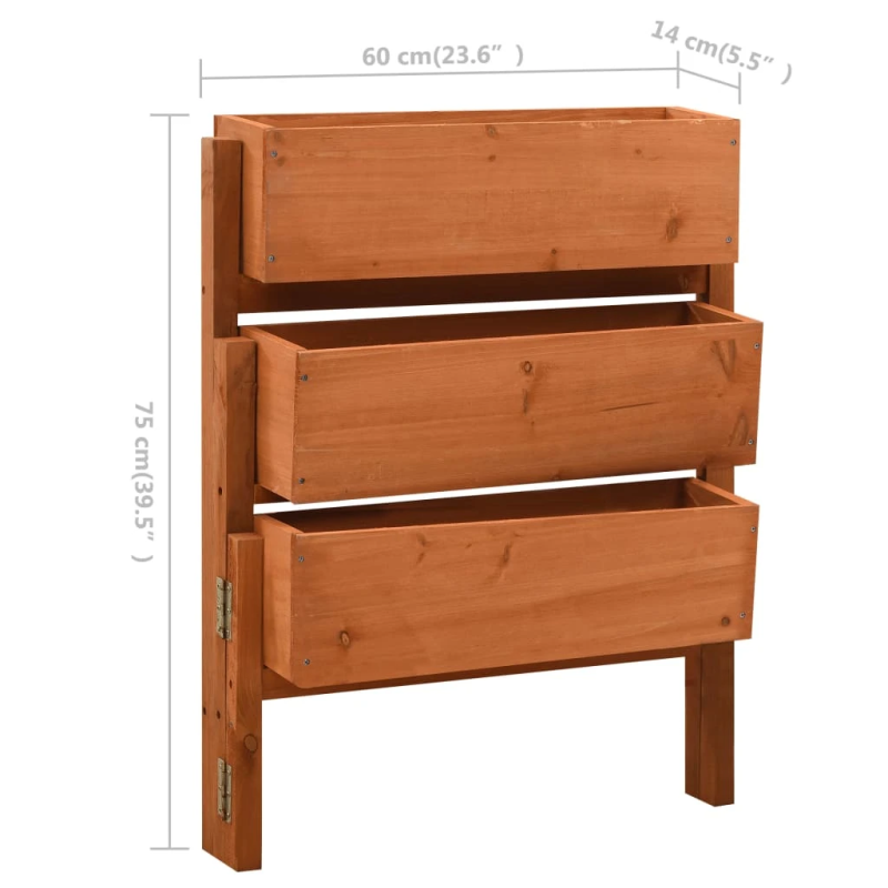 vidaXL puķu kaste, saliekama, oranža, 60x14x75 cm, egles masīvkoks