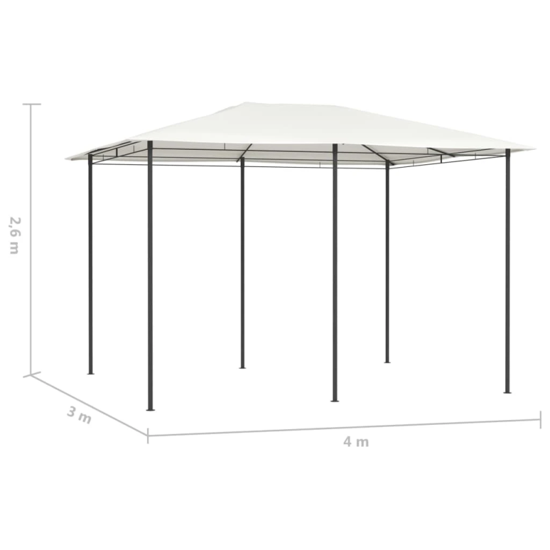 vidaXL dārza nojume, 3x4x2,6 m, krēmkrāsas, 160 g-m²