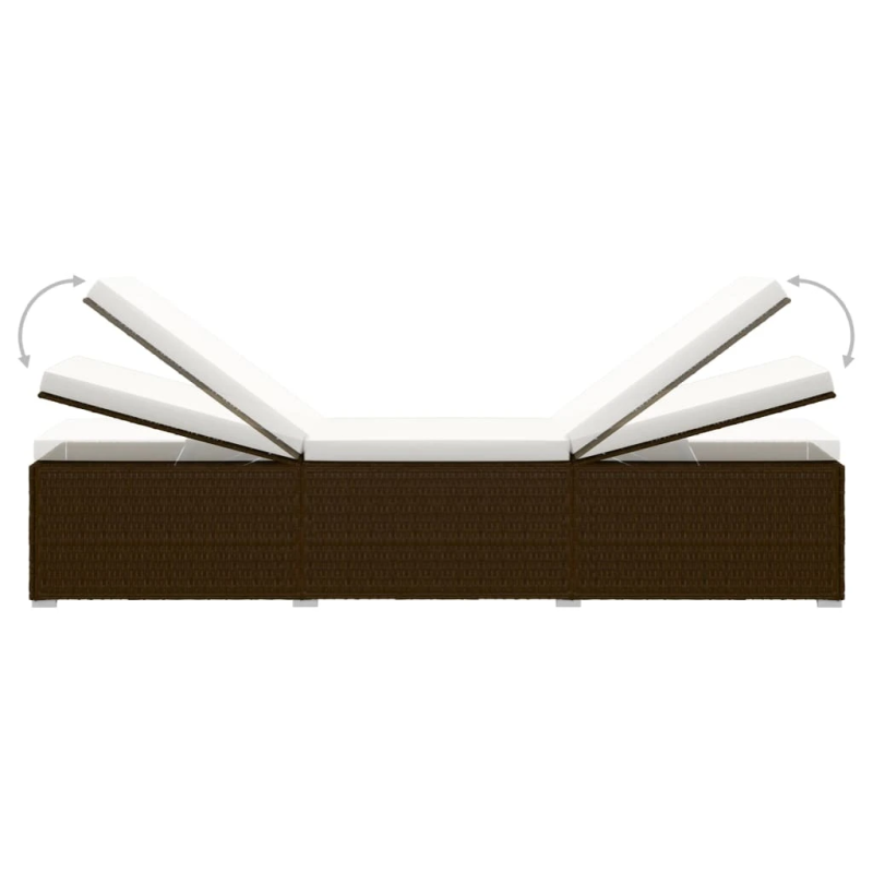 vidaXL 2 sauļošanās zviļņi ar galdiņu, brūna PE rotangpalma