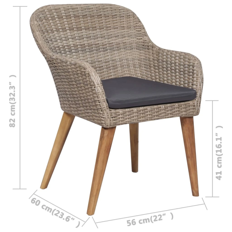 vidaXL 9-daļīgs dārza mēbeļu komplekts ar matračiem, PE rotangpalma