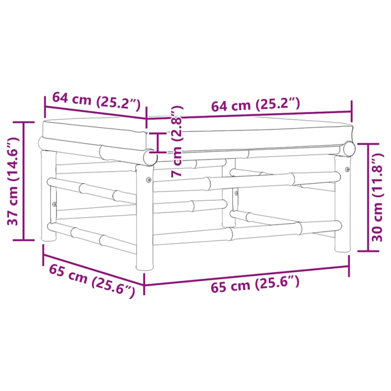 vidaXL dārza kāju balsts ar krēmbaltu matraci, bambuss