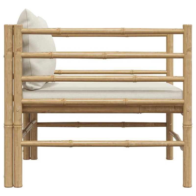 vidaXL dārza dīvāns ar krēmbaltiem matračiem, bambuss