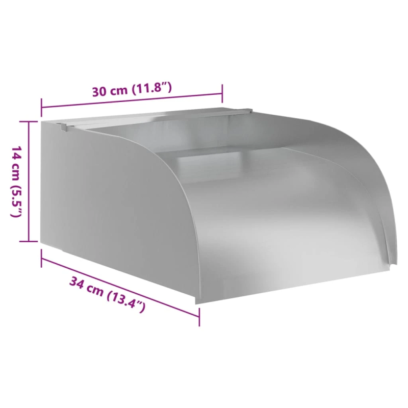 vidaXL ūdenskritums ar LED, 30x34x14 cm, nerūsējošs tērauds 304