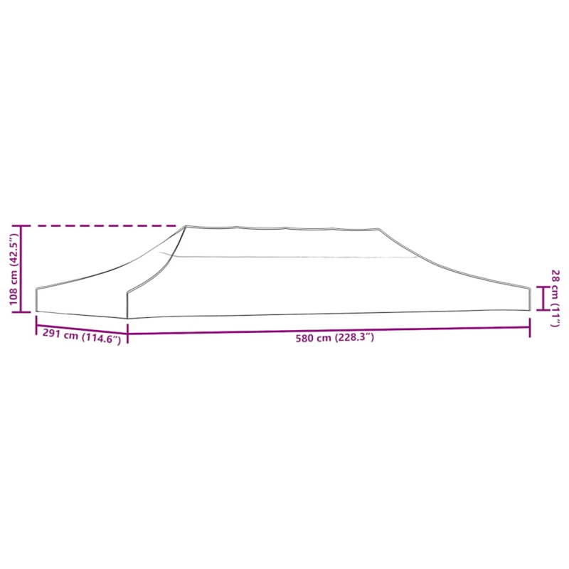 vidaXL dārza nojumes jumts, 6x3 m, vīnsarkans, 270 g-m²