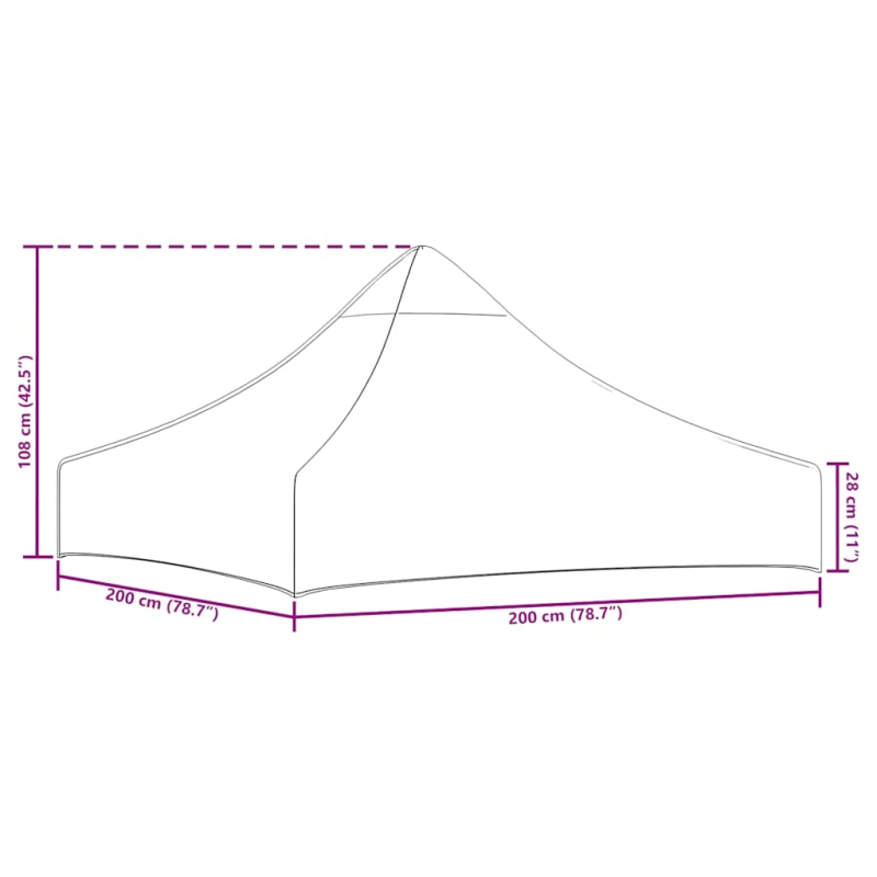 vidaXL dārza nojumes jumts, 2x2 m, zils, 270 g-m²