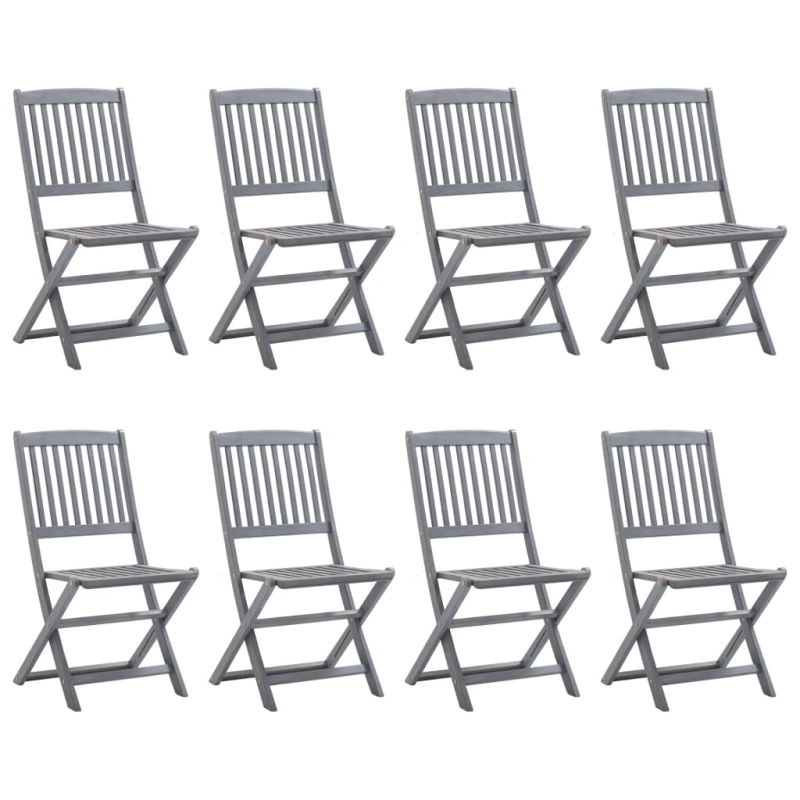 vidaXL 9-daļīgs dārza mēbeļu komplekts, akācijas masīvkoks, pelēks