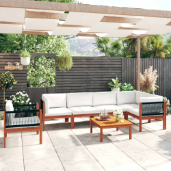 vidaXL 7-daļīgs dārza atpūtas mēbeļu komplekts ar spilveniem, krēmkrāsas, 63x63 cm