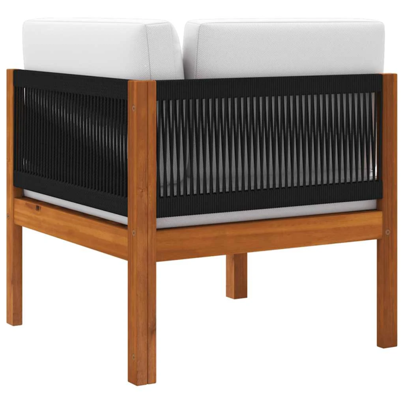 vidaXL dārza stūra dīvāns ar spilveniem, akācijas koks un virve