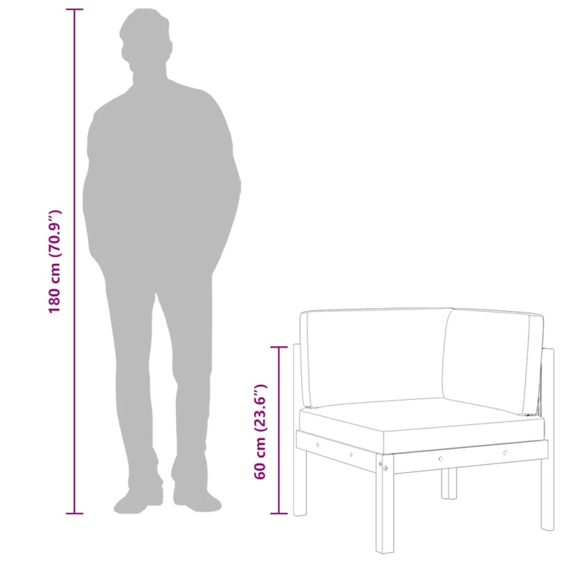 vidaXL dārza stūra dīvāns ar spilveniem, akācijas koks un virve