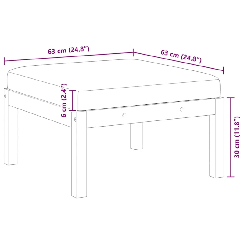 vidaXL dārza soliņš ar matraci, akācijas masīvkoks