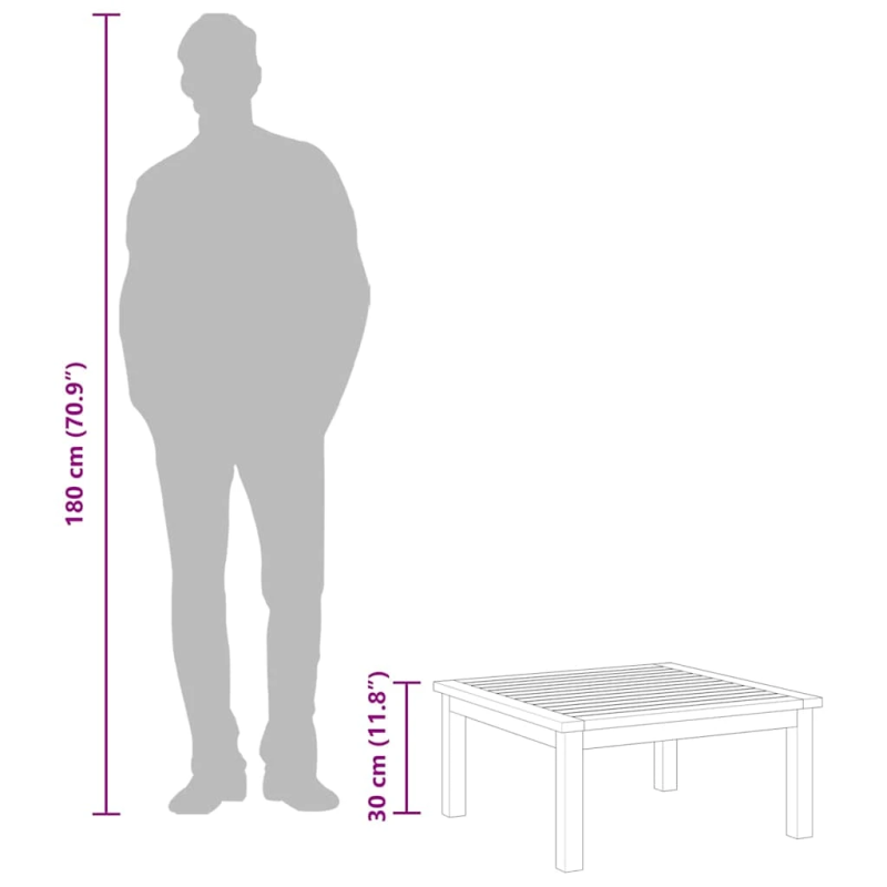 vidaXL dārza galds, 63x63x30 cm, akācijas masīvkoks