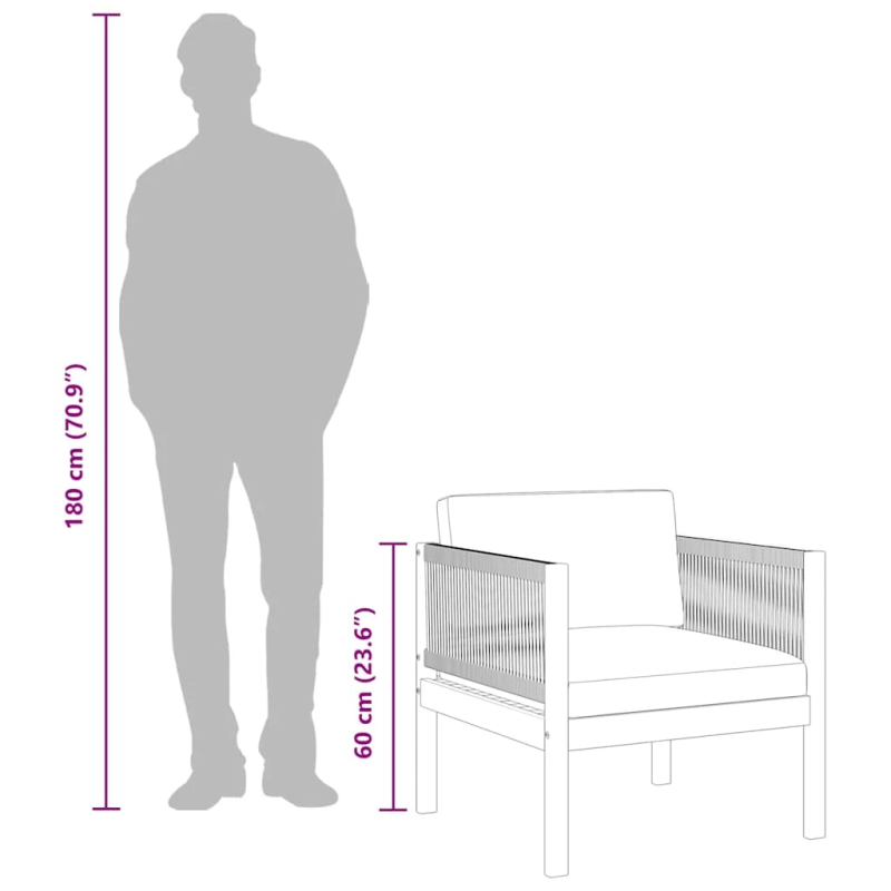 vidaXL dārza krēsls ar matraci, akācijas masīvkoks