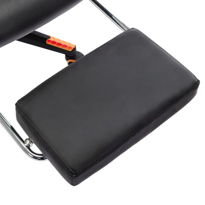 vidaXL datorspēļu krēsls ar kāju balstu, melna un oranža mākslīgā āda