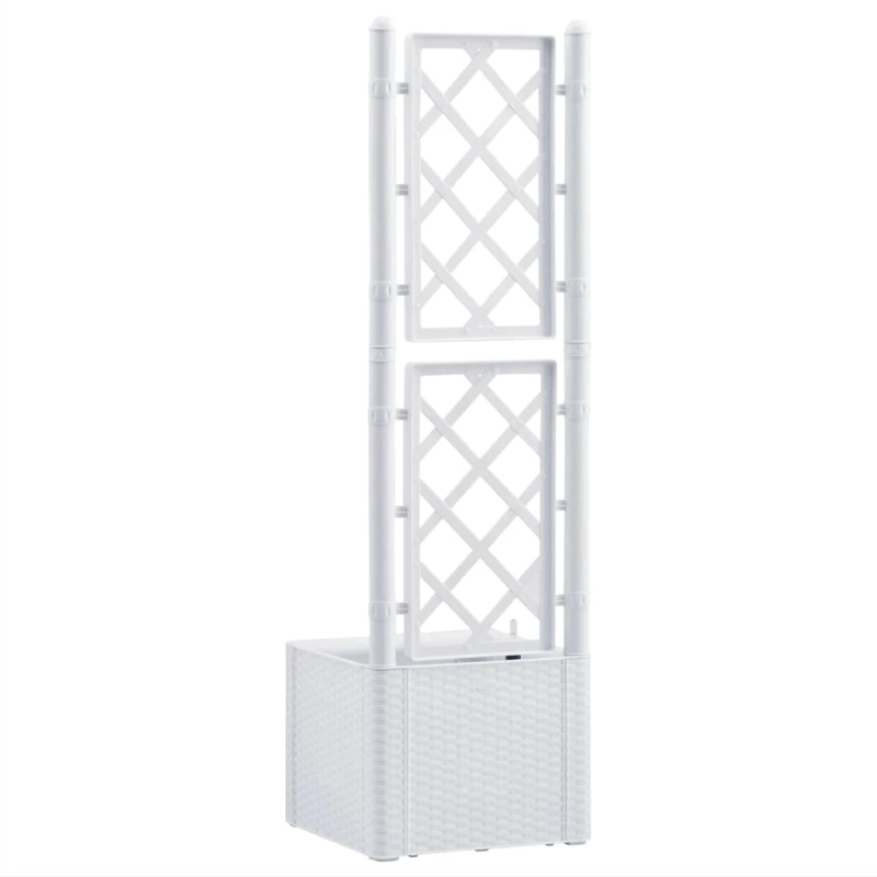 vidaXL puķu kaste ar špaleru, balta, pašlaistīšanas sistēma