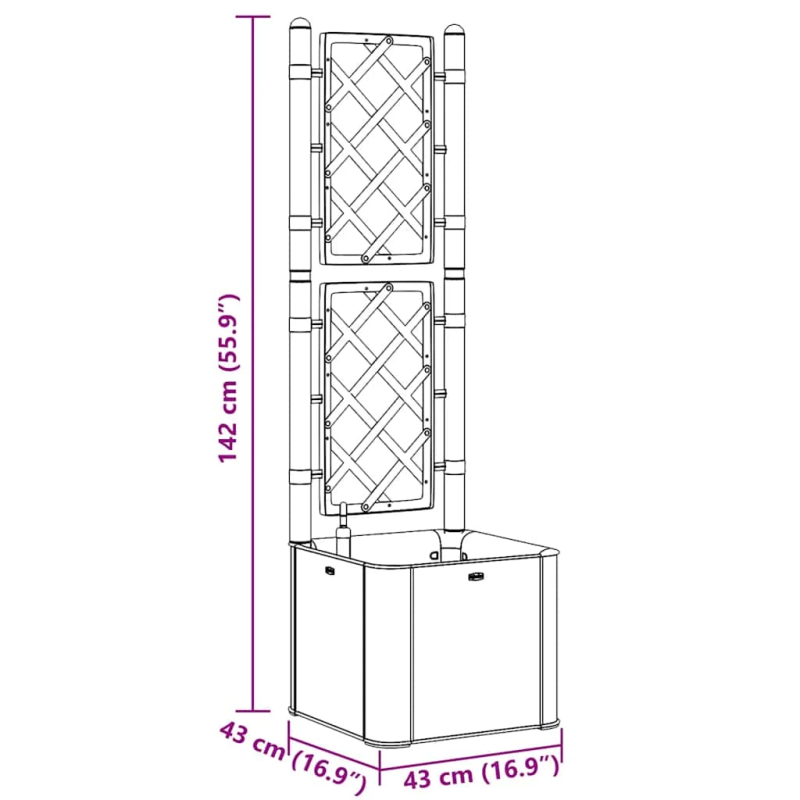 vidaXL puķu kaste ar špaleru, pelēkbrūna, pašlaistīšanas sistēma
