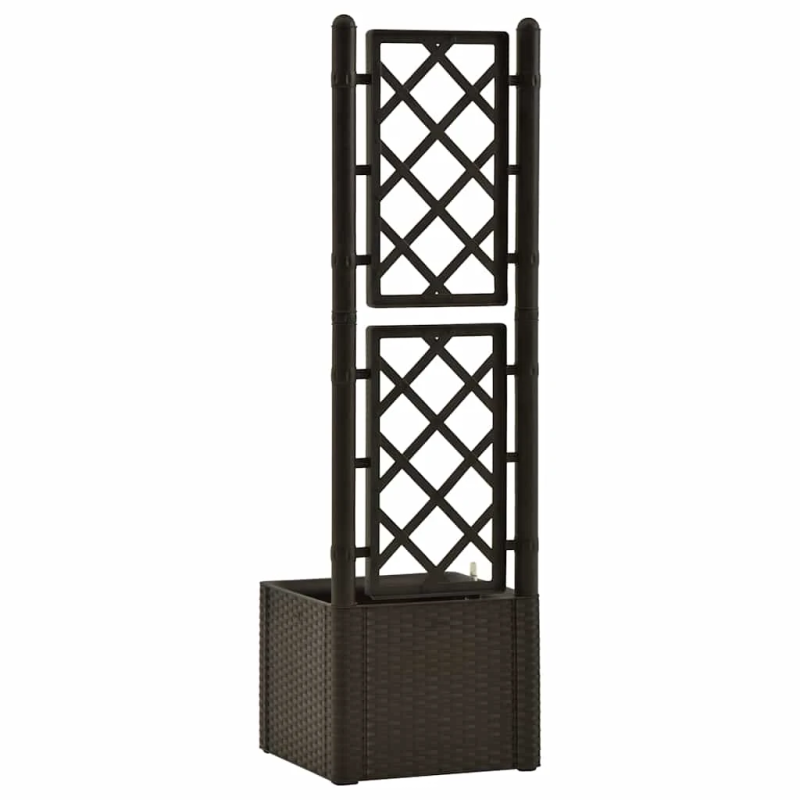 vidaXL puķu kaste ar špaleru, pelēkbrūna, pašlaistīšanas sistēma