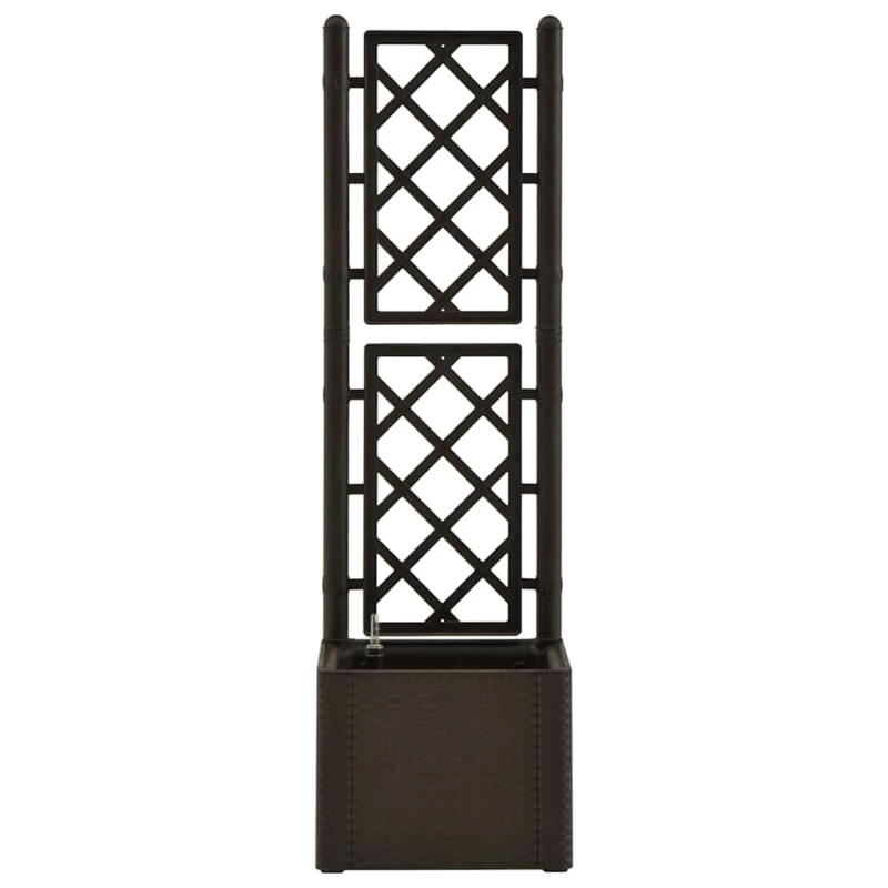 vidaXL puķu kaste ar špaleru, pelēkbrūna, pašlaistīšanas sistēma