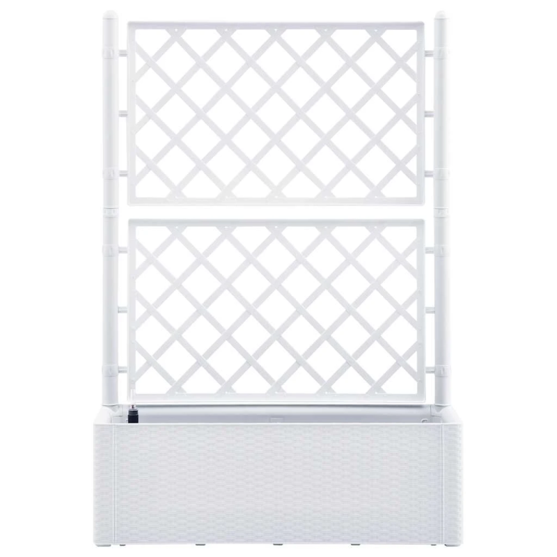 vidaXL puķu kaste ar špaleru, balta, pašlaistīšanas sistēma