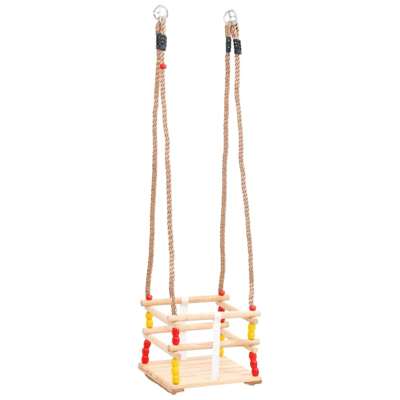 vidaXL bērnu šūpoles ar drošības jostu, priedes masīvkoks