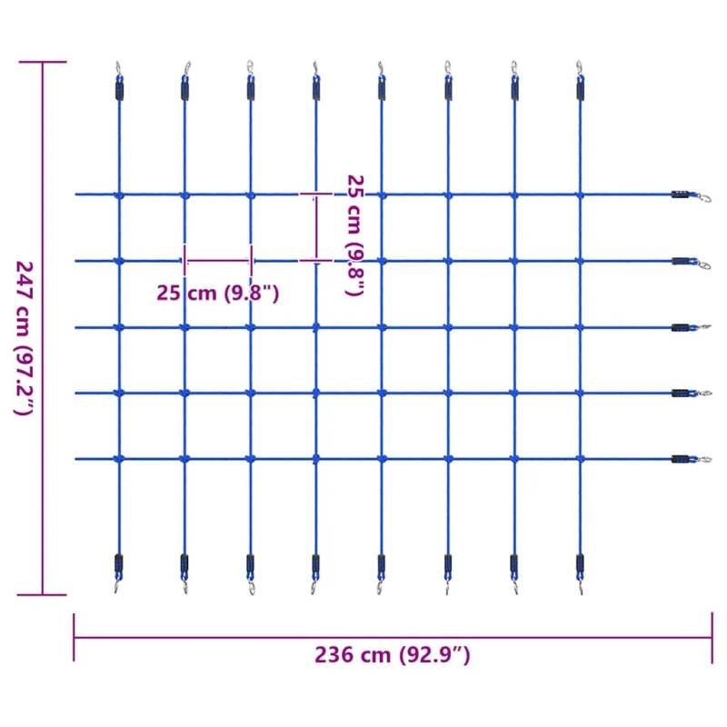 vidaXL rāpšanās tīkls, 200x150 cm, zils