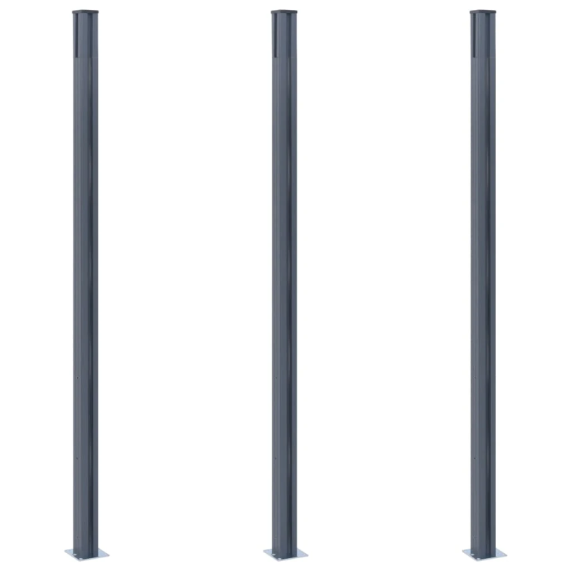 vidaXL žoga stabi, 3 gab., tumši pelēki, 185 cm, alumīnijs