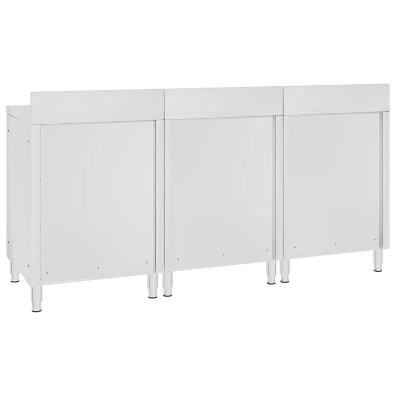 vidaXL virtuves darba galdu-skapīšu komplekts, 180x60x96 cm, tērauds