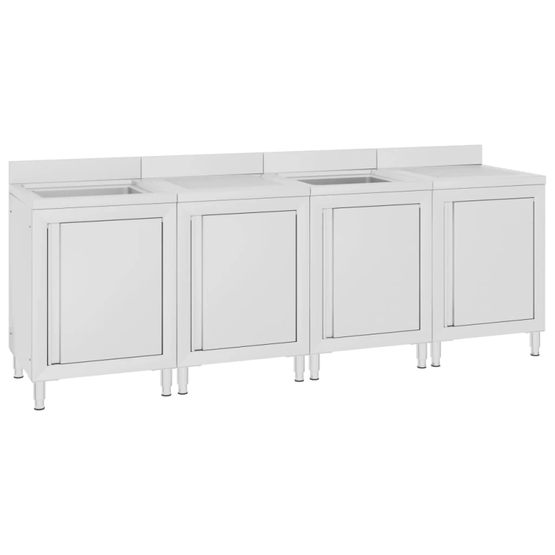 vidaXL virtuves izlietnes skapīši, 240x60x96 cm, nerūsējošs tērauds