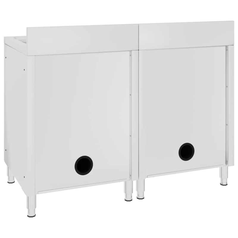 vidaXL virtuves izlietnes skapīši, 2 gab., nerūsējošs tērauds