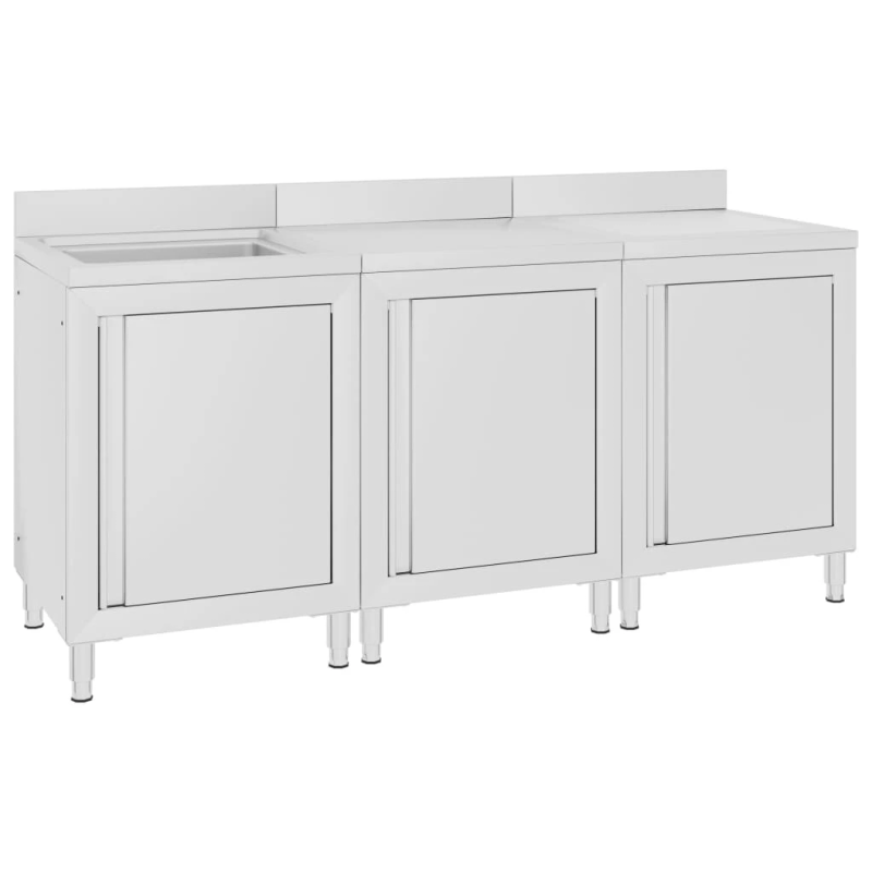 vidaXL virtuves izlietnes skapīši, 180x60x96 cm, nerūsējošs tērauds