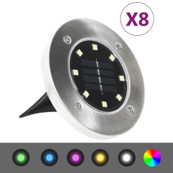 vidaXL solārās zemes lampas, 8 gab., LED, RGB krāsa