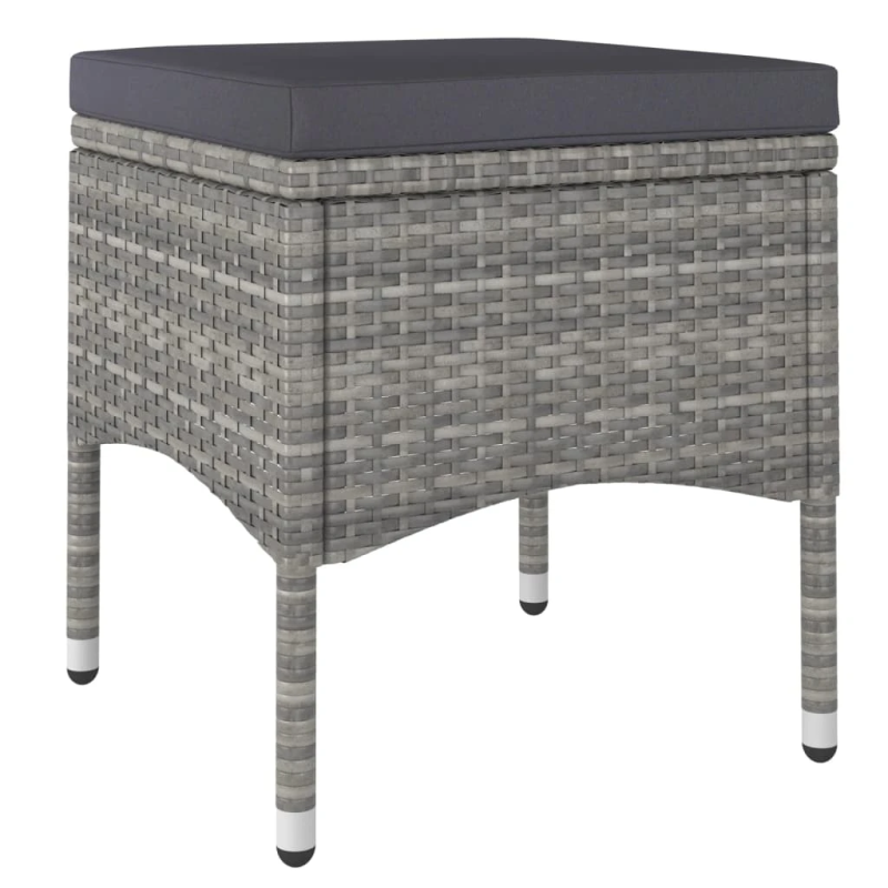 vidaXL 5-daļīgs dārza mēbeļu komplekts, PE rotangpalma, stikls, pelēks