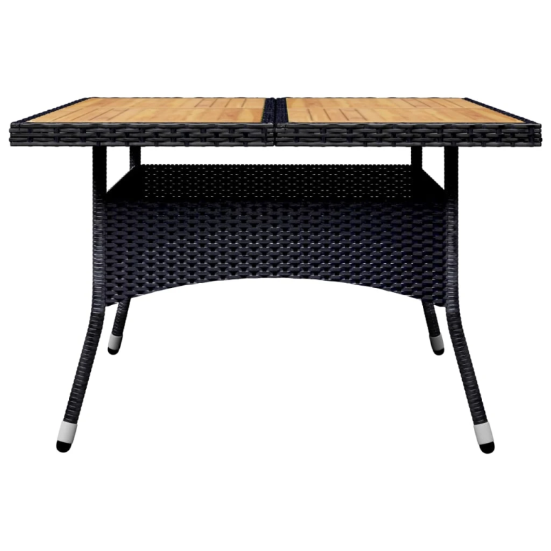 vidaXL 9-daļīgs dārza mēbeļu komplekts, melna PE rotangpalma, akācija