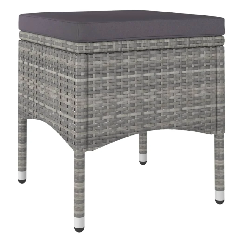 vidaXL 5-daļīgs dārza mēbeļu komplekts, PE rotangpalma, stikls, pelēks