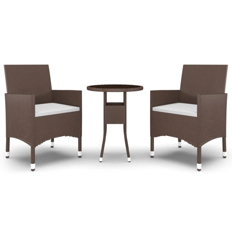 vidaXL 3-daļīgs dārza mēbeļu komplekts, PE rotangpalma, brūni